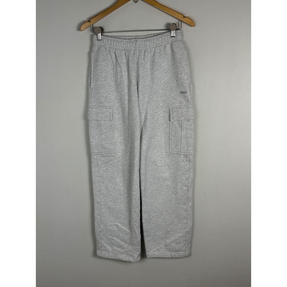 Aritzia TNA Sweatfleece Cozy Wide Leg Cargo Sweat Pants Womens‎ Sz XS Grey 91985